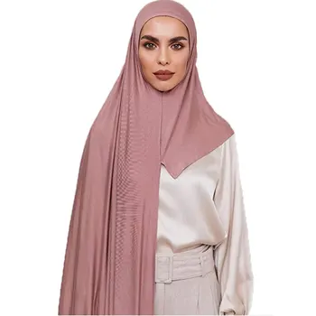 رمضان المرأة المسلمة مشروط القطن جيرسي الحجاب على المرأة لون الإسلامية شالات حك 180*80 سم