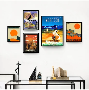زيارة أفريقيا المغرب الصحراء السفر اللوحات القماشية خمر كرافت الجدار ملصقات المغلفة ملصقات الحائط ديكور المنزل هدية