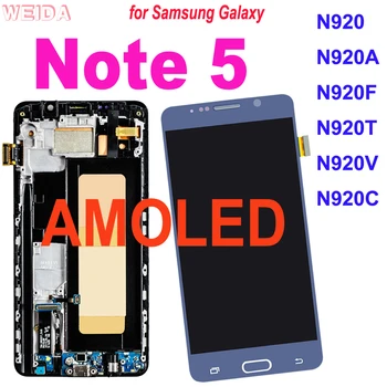 سوبر AMOLED LCD Samsung Galaxy Note 5 Note5 N920 N920A شاشة LCD لمس شاشة جهاز الالتقاط الرقمي استبدال الجمعية مع الإطار