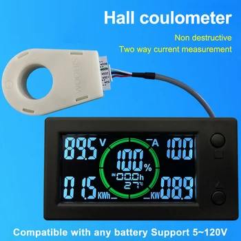 لون شاشة بلوتوث قاعة Coulometer قدرة البطارية اختبار مؤشر الجهد الطاقة الحالية متر DC0-300V 50A 100A 200A 400A