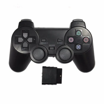 لون شفاف لعبة تحكم Sony PS2 غمبد اللاسلكية 2.4 غيغاهرتز الاهتزاز كونترول تحكم للبلاي ستيشن 2