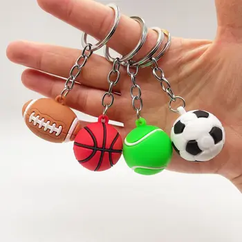 محاكاة جديدة مصغرة 3cm لكرة القدم سلسلة المفاتيح كرة السلة والتنس والرجبي خاتم مفتاح السيارة الكرة هدية K5123