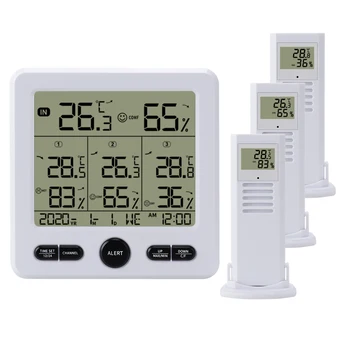 محطة الطقس اللاسلكية الرقمية في الأماكن المغلقة/في الهواء الطلق توقعات درجة الحرارة والرطوبة متر عرض LCD الحرارة الرطوبة