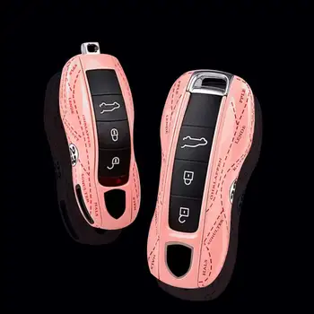 مفتاح فوب تغطية قسط السيارة مفتاح القضية الخنزير الوردي طبعة كسوة شل 911 بورش كايين وباناميرا ماكان