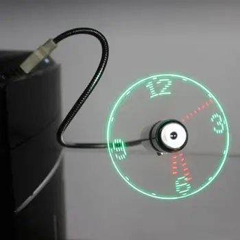 من ناحية مروحة صغيرة USB الأدوات المحمولة مرنة معقوفة LED على مدار الساعة تبريد لأجهزة الكمبيوتر المحمول الكمبيوتر المحمول في الوقت الحقيقي عرض دائم قابل للتعديل