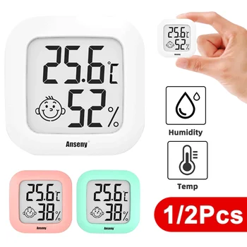 ميني LCD الرقمية الحرارة الرطوبة في الأماكن المغلقة الغرفة الالكترونية درجة الحرارة والرطوبة متر استشعار قياس الطقس ومحطة المنزل