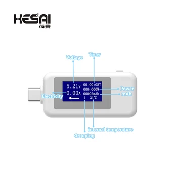 نوع C-USB تستر الحالية 4-30V الجهد متر توقيت التيار الكهربائي الرقمية رصد قطع مؤشر الطاقة البنك شاحن