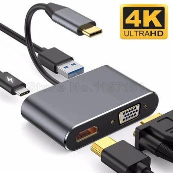 نوع-C بدقة 4K HDMI متوافق مع VGA USB ج 3.0 محول محور for MacBook نينتندو سامسونج S20 Dex هواوي ب30 قفص الاتهام Xiaomi 10 التلفزيون