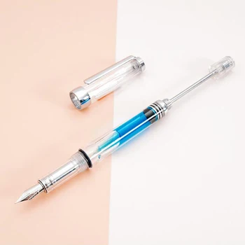 نوعية فاخرة يونغ شنغ 3013 نافورة القلم الفراغ ملء تدور شفافة EF/F بنك الاستثمار القومي الضغط السلبي لون الحبر القلم