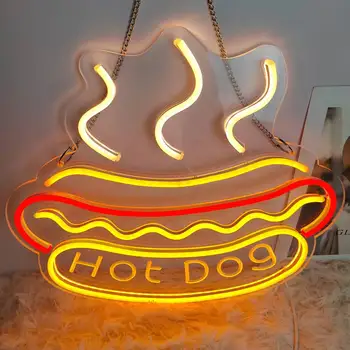 هوت دوج النيون بيتزا المعكرونة الهامبرجر تصميم الجدار شنقا نيون LED ضوء مصباح USB التبديل الطرف متجر مطعم ديكور الغرفة